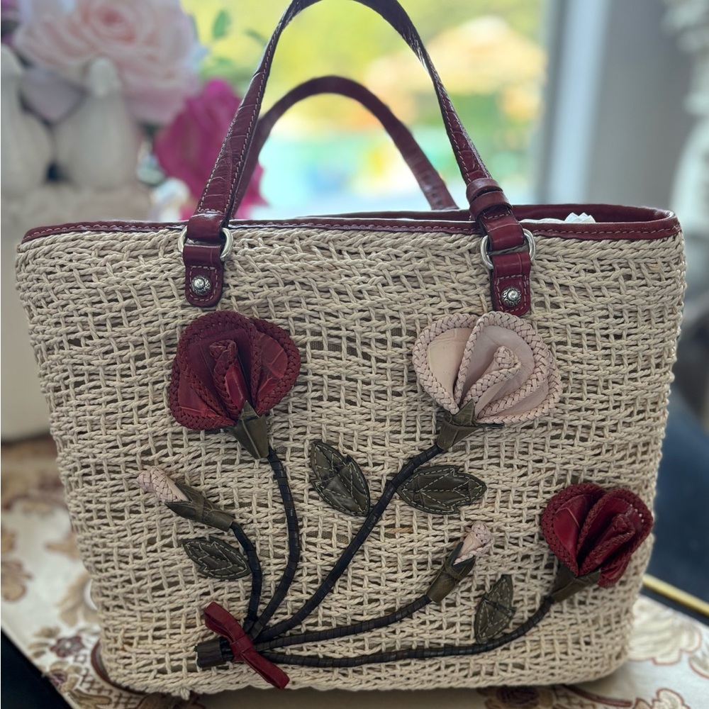 Brighton Red and Cream Floral Tote